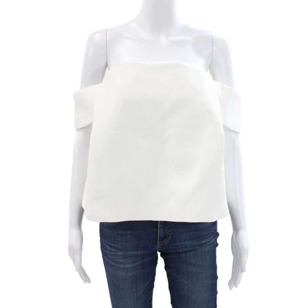 C/MEO Collective Womens Cropped Off the Shoulder White Blouse Polyester Size M